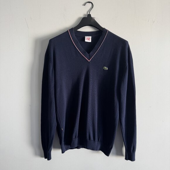 Lacoste Live Vintage Mens V-Neck Knit Sweater, Size 6/ XL - Picture 1 of 17